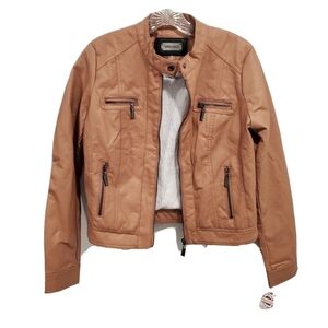 NEW Jou Jou Juniors Faux-Leather Pink Moto Jacket
